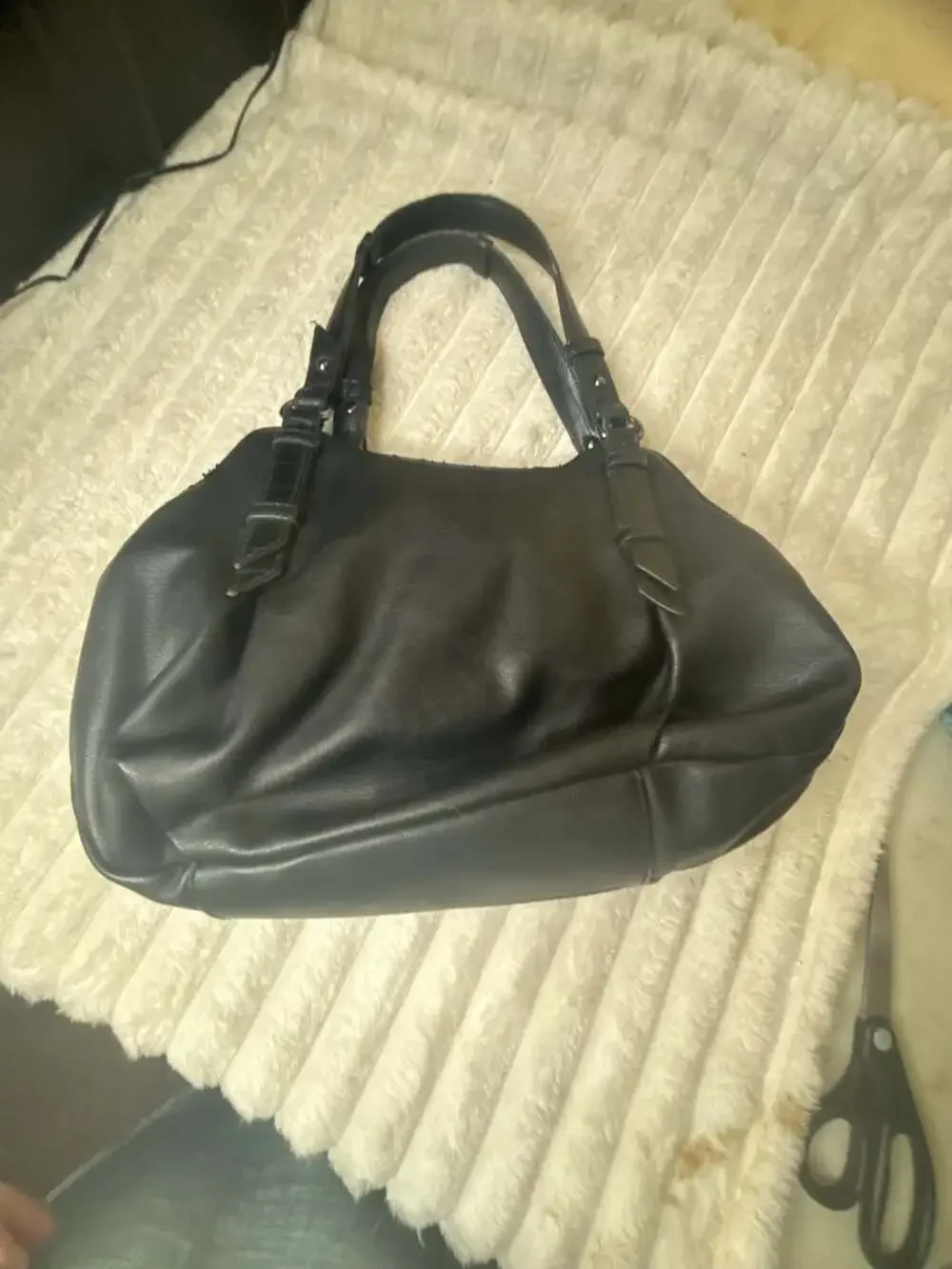 Simply Vera Vera Wang Black Faux Leather Slouchy Hobo Satchel Handbag